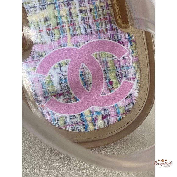 Authentic CHANEL Pink CC Clear Camelia Jelly Strap Flip Flops Flat Sandals 36/6 - Picture 6 of 14